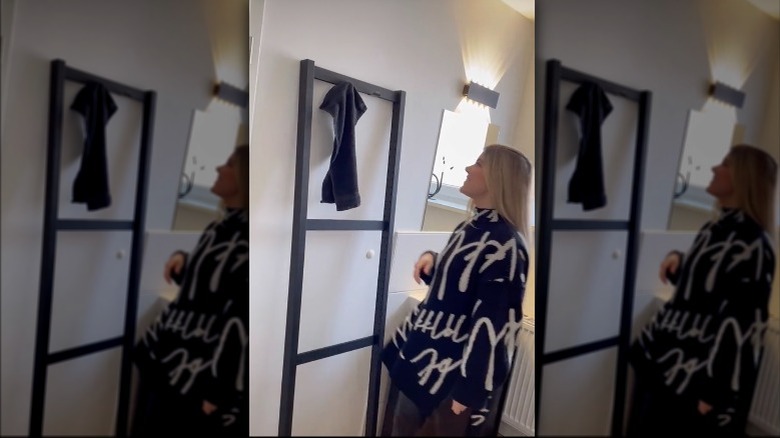 Vlogger admires finished IKEA Hack