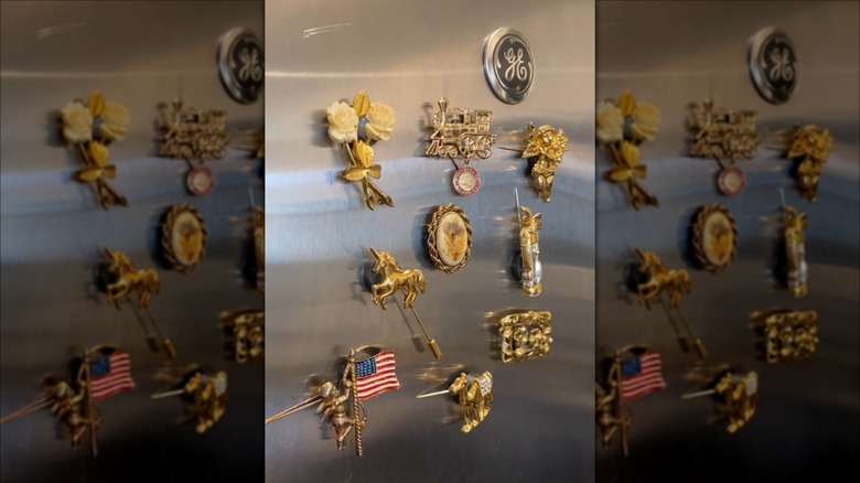 Fridge magnets made from old brooches