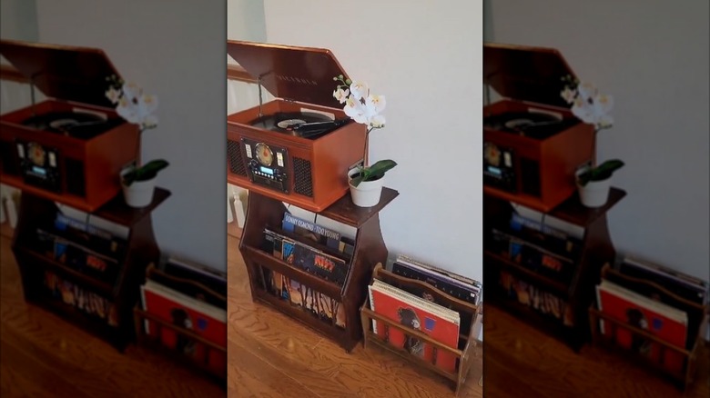 Magazine racks turned into record holders