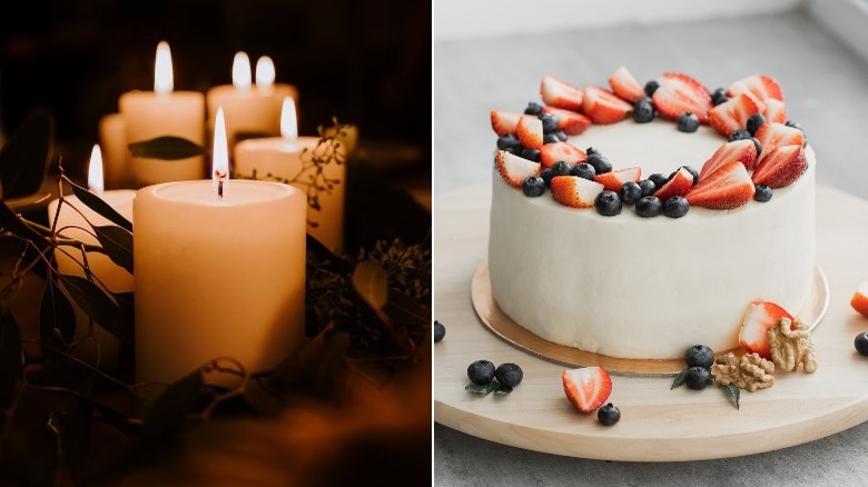 white candles burning