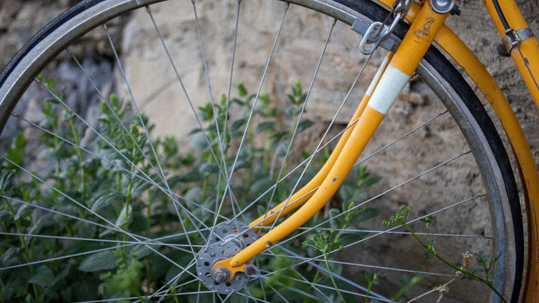 Old bike with yellow paint