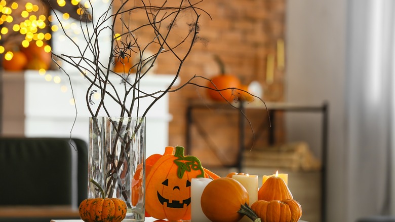 halloween decor with branches