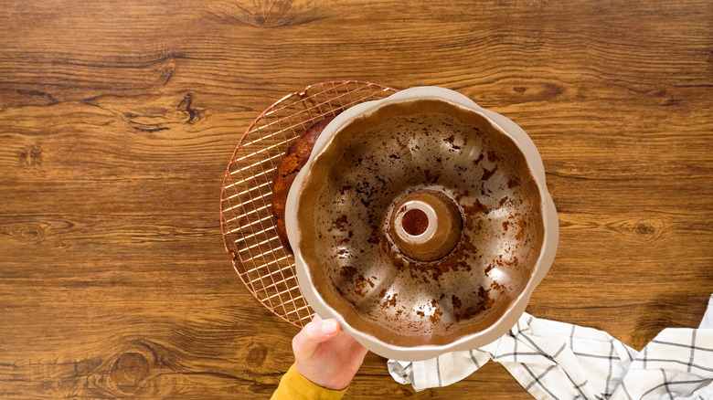 Bundt pan after taking out cake
