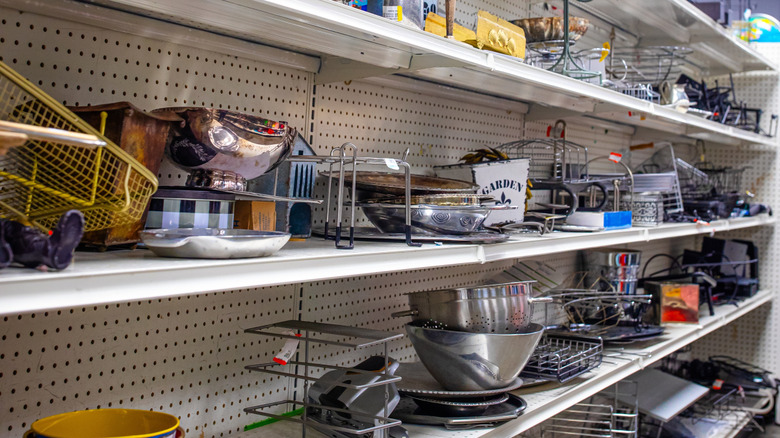 Thrift store shelf of items