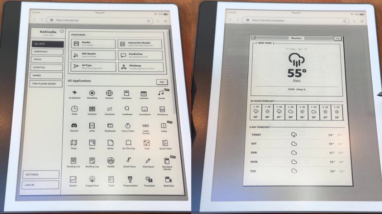 The ReKindle site displayed on a Kindle Scribe