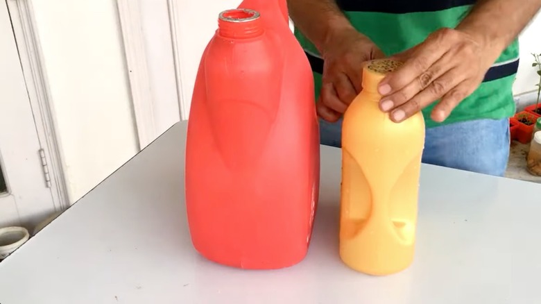 Putting cap back onto detergent bottle