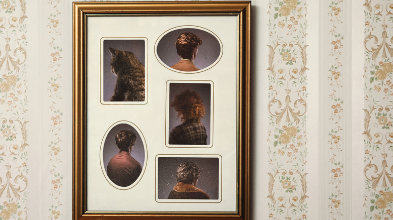 A picture frame hang on the wall