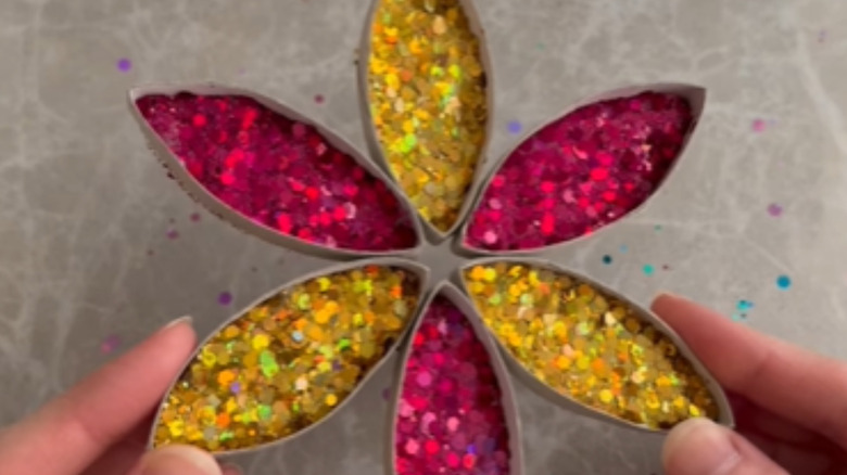 DIY sparkly flower decor