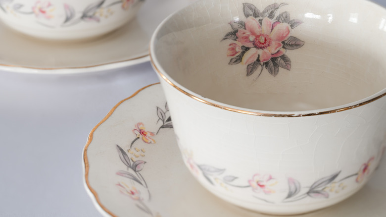 two vintage tea cup with saucer