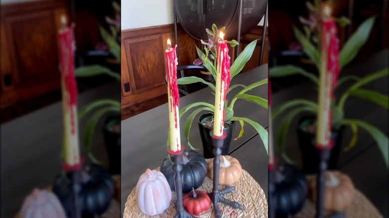 spooky Halloween candles dripping blood