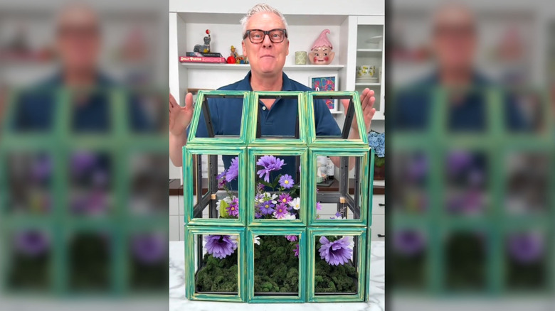 DIY greenhouse with faux plants