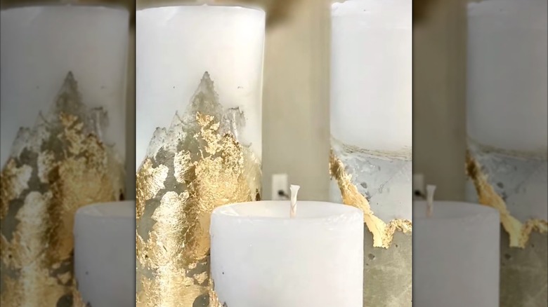 Candles on concrete bases