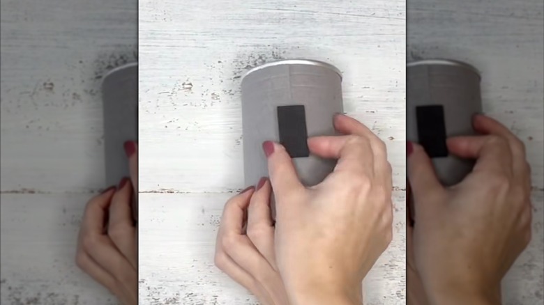 Attaching a magnet to a mini Pringles can