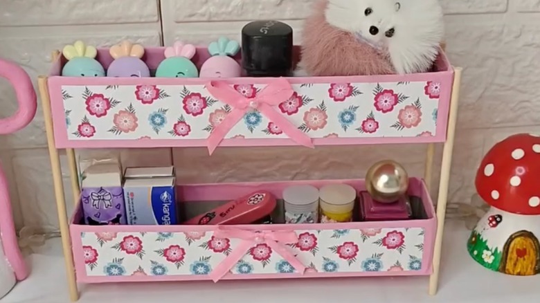 DIY counter organizer made of toothpaste boxes