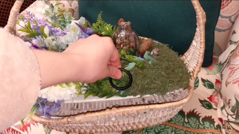 basket with faux flower top