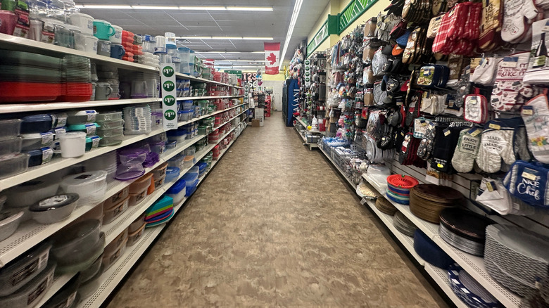 Dollar tree aisle with bowls and kitchenware
