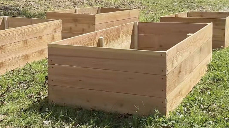 Raised beds planters made from cedar fence pickets