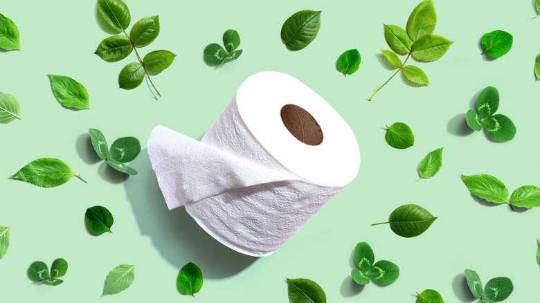 Toilet paper roll with leaves
