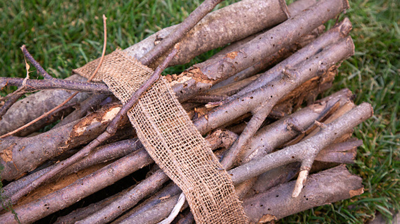 crafting twigs in a bundle