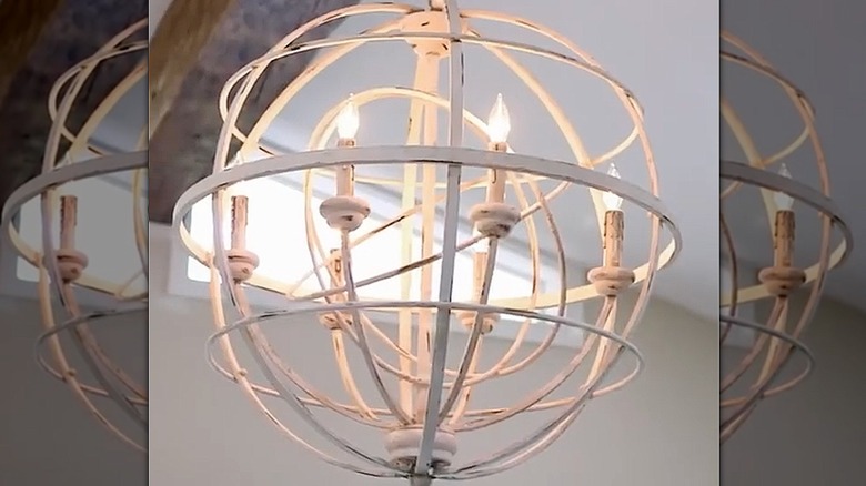 Spherical wooden chandelier