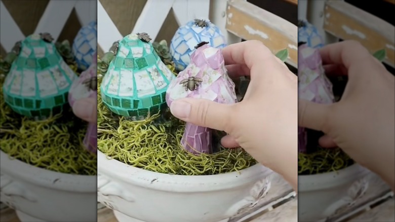 Mushrooms made using broken teacup saucers
