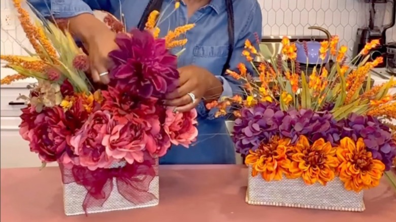 Fall colors DIY cardboard box centerpieces