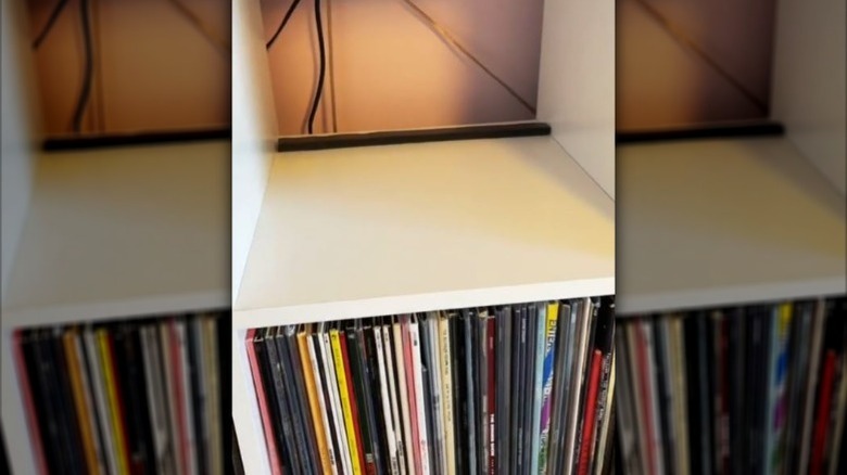 Ikea Kallax shelf with rubber foam tape for vinyl storage