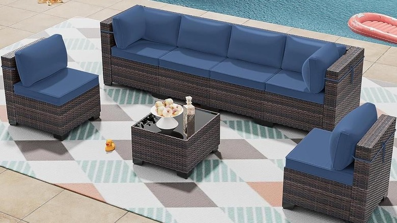 The 7-Piece Wicker Outdoor Sectional Set from Home Depot