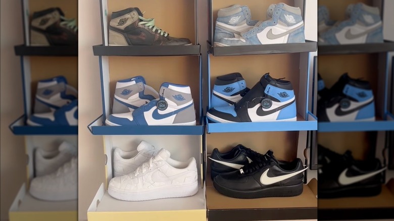 A tower made of shoe boxes