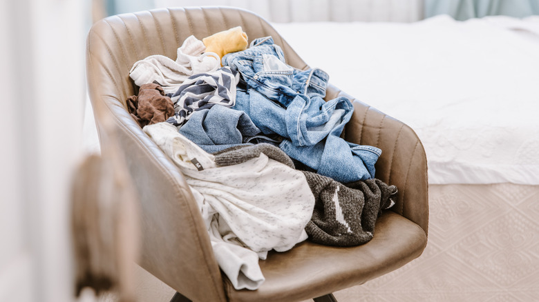 clothes on bedroom chair