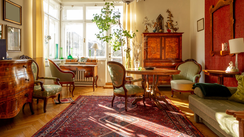 living room full of antique furniture