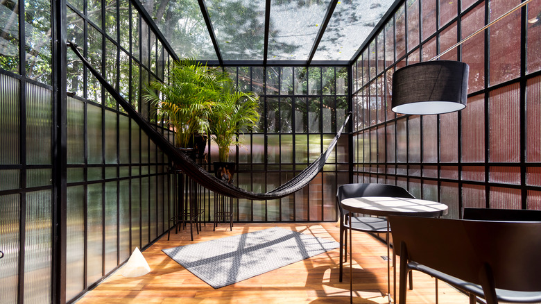 modern solarium with hammock