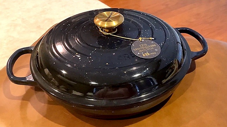 The limited-edition Le Creuset enameled cookware in Cosmos with stars