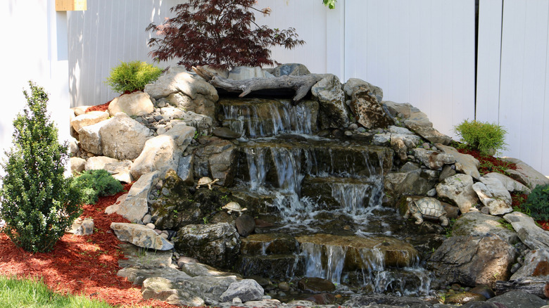 A simple waterfall cascading down a rock pile