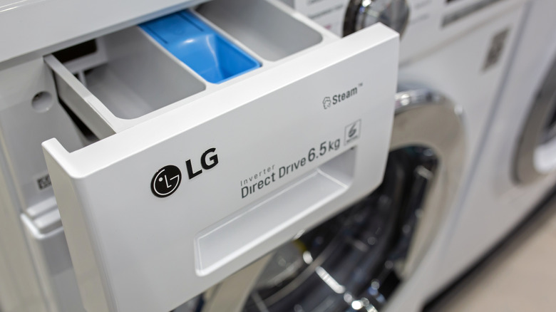 Closeup of LG washing machine