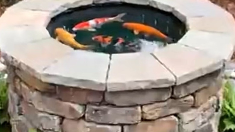 Koi pond made out of tires