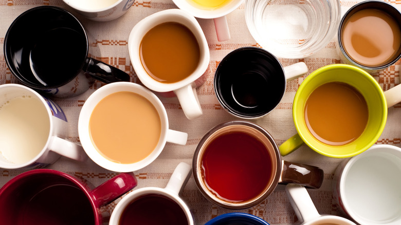 A mug collection sitting on a placemat