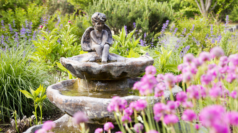 birdbath with statue