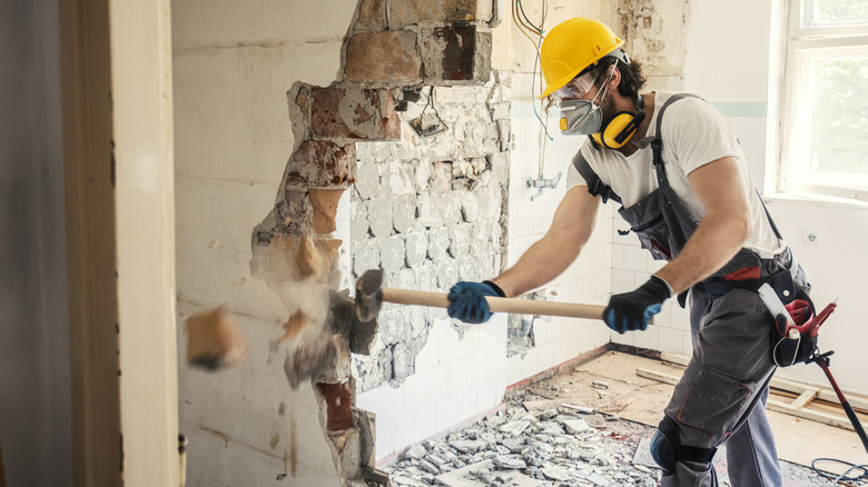 breaking down wall during renovation