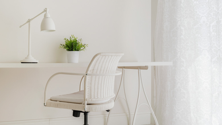 White work desk and chair