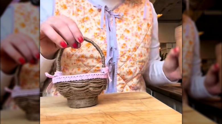 DIY basket made from paper cup and string