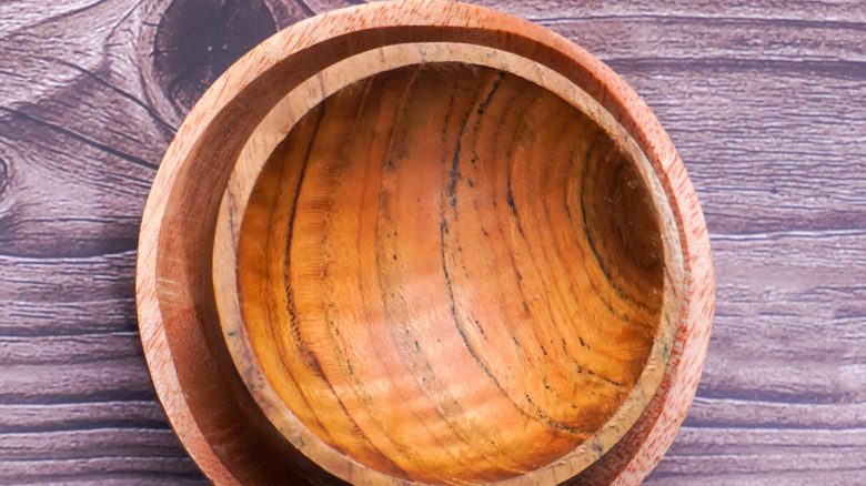 Wooden bowls on a table