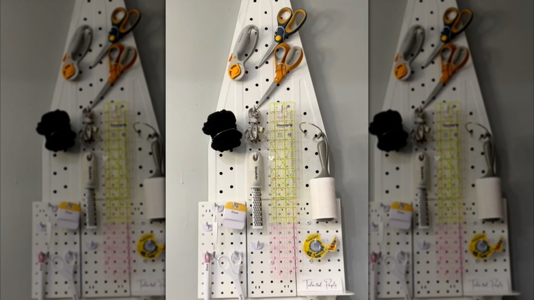 DIY pegboard made from ironing board