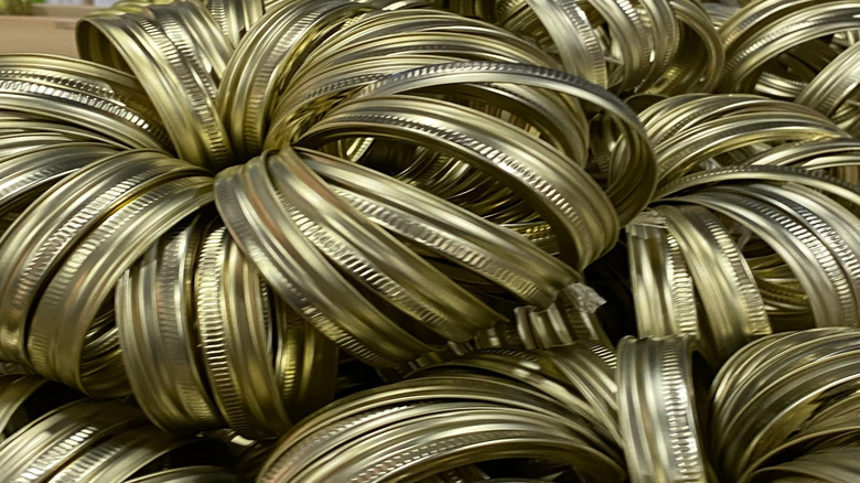 Bundles of Mason jar lid rings