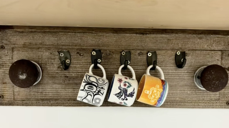 Mug storage from an old door