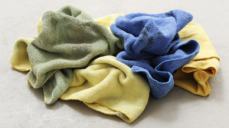 Old towels in multiple colors