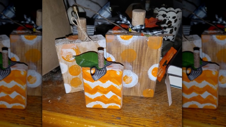 Patterned wood block pumpkins