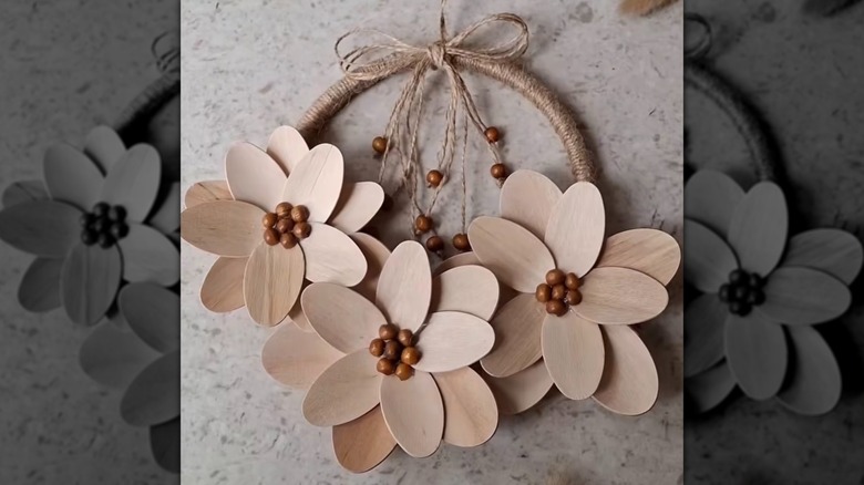 Floral wreath on table