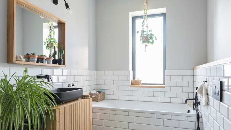 A modern industrial bathroom.
