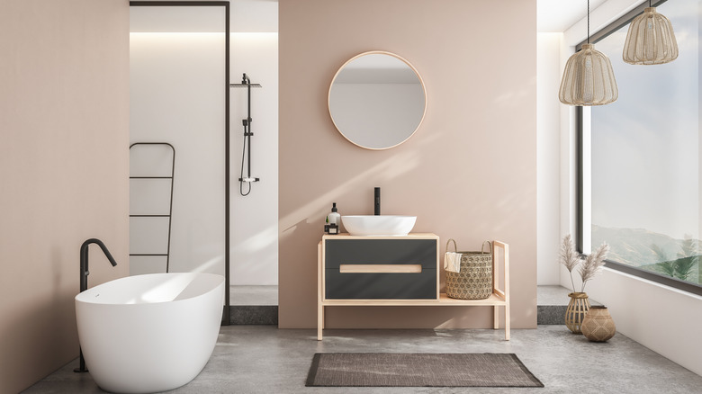 A modern minimalist bathroom.